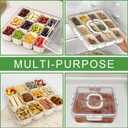 2Pcs Snackle Box Container, Divided Serving Tray with Lid and Handle, Snack Box Container Food Platter Charcuterie for Party, Veggies, Snack, Fruit, Nuts, Entertaining, Picnic, LARGER SIZE