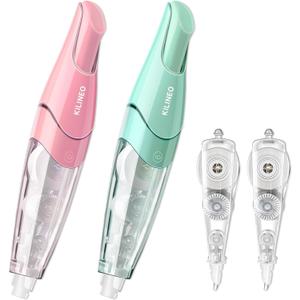 Refillable Retractable White Correction Tape, Pen Shaped Smooth Pull Out Set, Japanese Aesthetic Cute Office Supplies, 4 PCS (ZH-67)