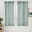 MIULEE Aqua Blue Linen Curtains 54 Inch Length 2 Panels for Bedroom Living Room, Soft Thick Linen Textured Natural Short Window Drapes Semi Sheer Light Filtering Back Tab Rod Pocket Burlap Look Decor