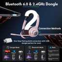 Wireless Headsets with Microphone, Ultra Lightweight& 50+ Playtime, Wireless Headset for Cell Phones, On Ear Bluetooth Headphone Fit for PC/Call Center/Computer/Laptop/Teams - Light Pink