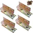 4 Sets Bed Rail Brackets,Heavy Duty Bed Frame Brackets Bed Fittings Wooden Bed Frame Connectors with Screws