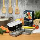 Cheese Grater with Container and Lid & Peeler Set - Vegetable Fruit Multi-Function Stainless Steel Kitchen Utensil Kit with Black Food Plastic Storage Stable Box - Hand Chopper Graters & Peelers