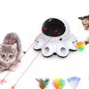ORSDA Cat Laser Toy, 2-in-1 Interactive Automatic Motion Activated Moving 8 Holes Whack A Mole Feather, USB Rechargeable Electronic Smart Sensor Kitten Toys for Indoor Exercise