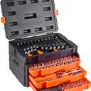 VEVOR Mechanics Tool Set and Socket Set, 450 Pcs, 1/4, 3/8 and 1/2 inch Drive Deep and Standard Sockets, SAE Metric Mechanic Tool Kit with Bits, Wrenches, Accessories, Storage Case with Orange Drawer