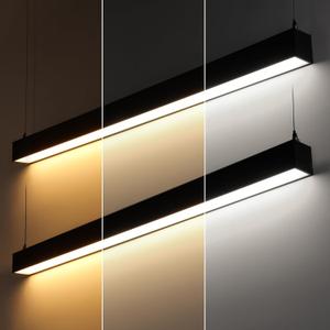 LEONLITE 4FT Linkable LED Linear Light, Dimmable Architectural LED Suspension Office Lighting Fixture, 3CCT, ETL Listed, Matte Black Aluminum Housing, Pack of 2 LEONLITE 4FT Linkable LED Linear Light, Dimmable Architectural LED Suspension Office Lighting Fixture, 3CCT, ETL Listed, Matte Black Aluminum Housing, Pack of 2