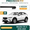 Windshield Wiper Blades Replacement for Mazda CX3 CX-3 2016 2017 2018 2019 2020 2021,Original Equipment Replacement Front Rear Wiper Blade Set - 22" 19" 10" (Set of 3)