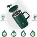 Ideus Vacuum Insulated Coffee Mug, 16oz Reusable Stainless Steel Thermal Double Walled cup with Handle and Slider Lid for Hot & Cold Beverages, BPA Free (Leapord Dark Green)