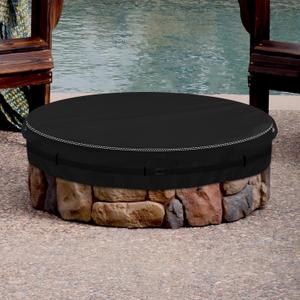 Fire Pit Cover Round, 52-57 Inch, Waterproof, Dustproof, Windproof, UV-Resistant