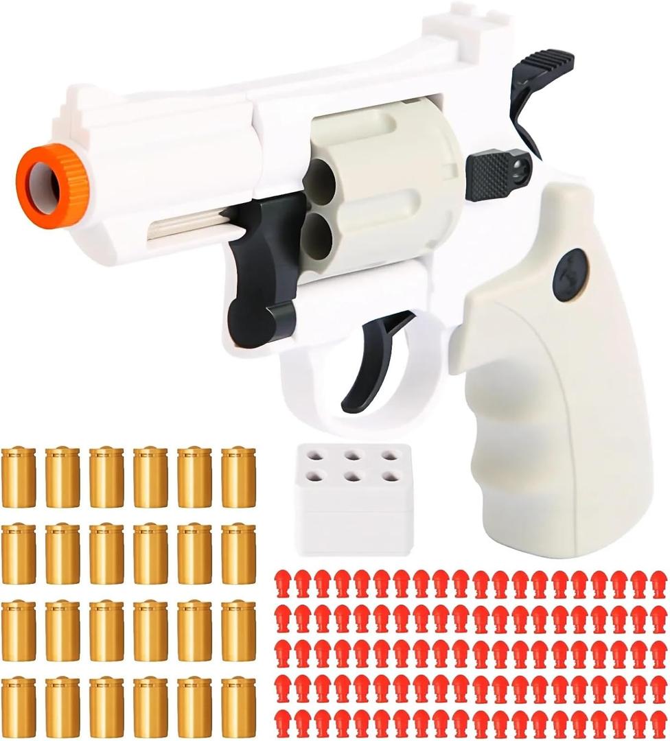 ASTM-Certified ZP5 Compact Toy Revolver: Quick Reload, 32ft Range, Durable ABS - Kid-Safe & Lightweight w/Speed Loader, 24 Shells & 100 Safe Bullets