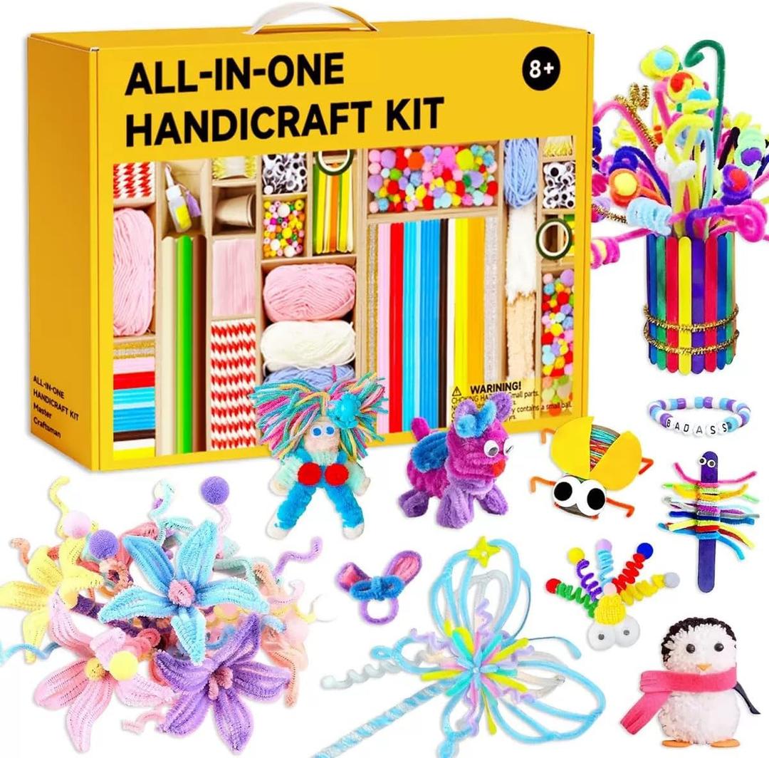 Fusihey Craft Supplies for Kids  Kids Craft Kit Box with 3000+ Pieces, Arts and Crafts Kit for Kids Ages 48 & 812, Storage Craft Box for Girls Boys, Bulk Art Materials Set Gift