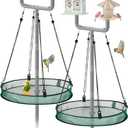 2 Pack Seed Catcher Tray for Outdoor Pole Mounted Bird Feeders, 20'' Hanging Bird Feeder Seed Catcher Platform with Holes Fits 1'' Pole, for Hummingbird Bee Feeder Outdoor Garden(with Holes)