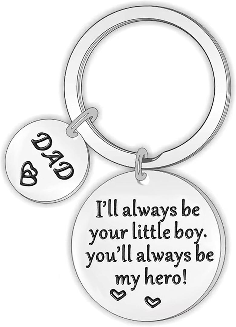 Father's Day Gifts From Son Children Dad Keychain Christmas Birthday Easter Valentines Day Gifts for Dad Men (I'll Always Be Your Little Boy, You Will Always Be My Hero)