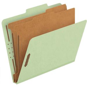 Pendaflex Recycled Classification File Folders, 2 Dividers, 2" Embedded Fasteners, 2/5 Tab Cut, Letter Size, Light Green, Box of 10 (24076R)