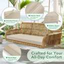 Summsun Outdoor Bench Cushion: Waterproof and Fade Resistant Patio Furniture Cushions - Non-Slip Bench Pad Cushion with Removable Cover for Garden Swing Porch Sofa Settee, 48 x 18 x 3 Inch, Beige