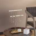 Necklace Organizers Holder, Small Jewelry Display Stand for Women, Men and Vendors, Long Necklace Organizer, Multi-Functional Bracelet Hanger, Space Saving Design (2 Tier Beige Velvet)