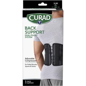 CURAD Back Support with Dual- Pulley System, Size S/M - Adjustable Compression