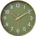 HZDHCLH Wall Clocks Battery Operated,12 inch Silent Non Ticking Modern Wall Clock for Living Room Bedroom Kitchen Office Classroom Decor (Olive Green and Gold)