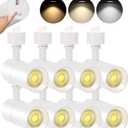 VANoopee 3-Color 10W H Track Lighting Heads Dimmable LED Track Light Heads Bright Rail Ceiling Spotlight Fixtures Accent Task, 3000K 4000K 5000K, Flicker Free CRI90+ 36 1000lm, Matte White, Pack of 8