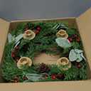 Seasons Christmas Candle Holder Wreath, 18 inch Advent Centerpiece Decor, Candle Wreath Decorations for Table Indoor Home & Church