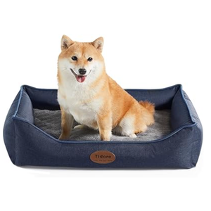 Tidore Orthopedic Dog Beds for Medium Dogs, Durable Egg Crate Foam Sofa Dog Bed wit Washable Removable Cover,Waterproof Lining,Pet Bed for Large Dogs (Navy Blue, 26.4" L x 21.7" W x 6.2" Th)