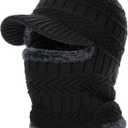 Winter Balaclava Beanie Hat, Knit Thermal Ski Mask for Men Women (Black)