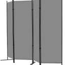 RANTILA 4 Panel Room Divider, 6 FT Folding Privacy Screen with Wide Feet, Freestanding Partition for Room Separation, Portable Room Divider Panel, 89" W x 71" H, Grey