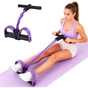 Multifunction Tension Rope, 6-Tube Elastic Yoga Pedal Puller Resistance Band, Natural Latex Tension Rope Fitness Equipment, for Abdomen/Waist/Arm/Leg Stretching Slimming Training (Purple)