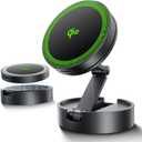 THREEKEY Qi2 Certified MagSafe Car Mount Charger Lite,Car Wireless Charger,15W Magnetic Charger Fast Charging,Retractable Phone Holder with 360Rotation,Car Mount for iPhone17-12&Galaxy S25 Ultra (Black)