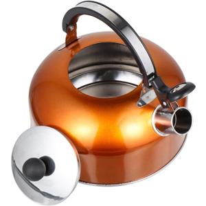 Cabilock Tea Kettle for Stove Top Stainless Steel Tea Kettle Stovetop Whistling Teakettle Teapot with Handle Coffee Kettle for Home Restaurant Hotel Orange