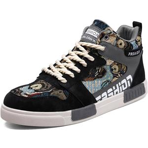 Men's Fashion High Top Chinese Style Skate Sneakers Stylish Comfortable Skateboarding Road Running Walking Shoes, Size 47