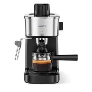 6 Bar Espresso Machine, 800W Compact Coffee Maker with Stainless Steel Cup Warmer, Steam Milk Frother, Automatic Pressure Relief, Cappuccino & Latte Maker, Black, for Home and Office