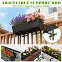 Railing Planter Box Metal Hanging Planter for Outdoor Balcony Heavy-Duty Window Planter Box with Adjustable Brackets 2PCS