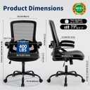 Ergonomic Office Chair, Desk Chair with Adjustable Lumbar Support, Breathable Mesh Comfy Computer Chairs with Flip-up Armrests Executive Task Chair for Adults Home Office(Black), Standard