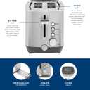 GE 2 Slice Stainless Steel Toaster, Extra Wide Slots for Toasting Bagels, Breads, Waffles & More, 7 Adjustable Shade Settings, Removable Crumb Tray, Countertop Kitchen Essentials, 850 Watts