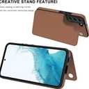 LETO Galaxy S23 Case,Luxury Flip Folio Leather Wallet Case Cover with Card Slots and Kickstand for Girls Women,Protective Phone Case 6.1" Brown