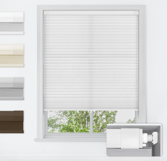 LazBlinds No Drill Cordless Cellular Shades, 26" W x 64" H, White | Soft Light Filtering Fabric Protects Privacy, With Thermal Insulation & Noise Reduction, Safe Cordless Design for Kids & Pets