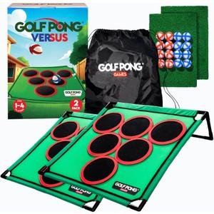 Golf Pong Versus Edition, (2 Pack) Game Set, Jumbo Backyard Lawn Game, Portable Indoor/Outdoor Chipping Golf Gift for Men, Women & Family