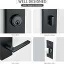 Matte-Black Front Door Handle - Modern Entry Door Lock Set with Deadbolt,Exterior Door Lever 3 Keys for Left & Right Hand Door (Black)
