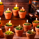 Lounsweer 24 Pcs Succulent Decorative Cactus Tealight Candles with Mini Terracotta Clay Candle Holders for Wedding Baby Showers