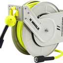 M MINGLE Retractable Pressure Washer Hose Reel, 1/4" 60ft Power Washer Hose Reel, Auto Rewind Hose Reel, Wall/Floor Mounted, 3600 PSI