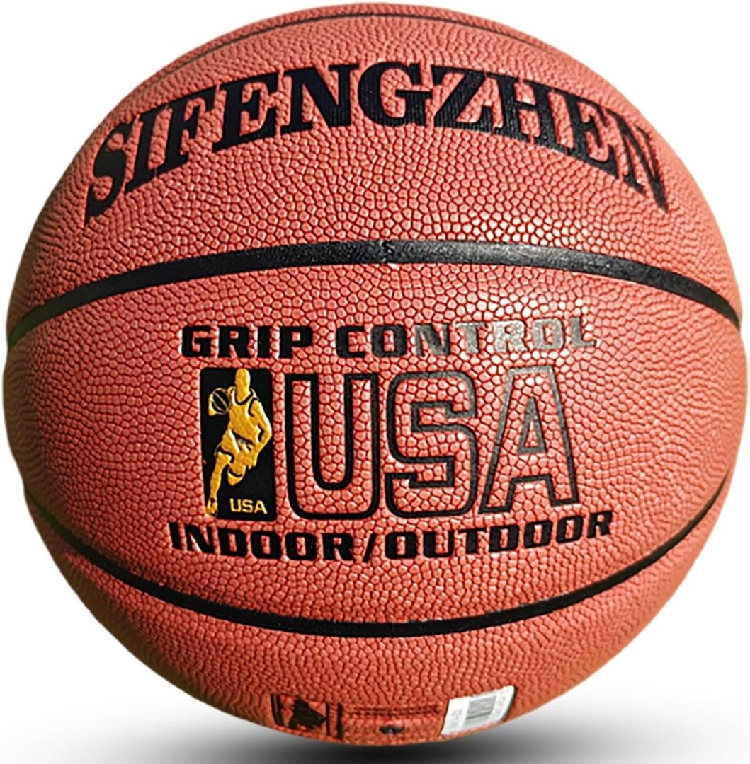 Official Size 7 Basketball - Composite Leather with Moisture-Wicking Grip - Indoor/Outdoor Game Ready
