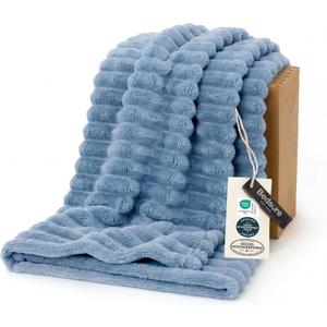 Bedsure GentleSoft Fall Throw Blanket for Couch - Cozy Soft Blankets for Women, Cute Small Throws for Girls, Blue, 50x60 Inches