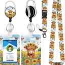 Highland Cows Lanyards with ID Holder Watercolor Butterfly Sunflower ID Badge Holder with Adjustable Breakaway Lanyard Cute Retractable Badge Reel for Teacher Student Kids Nurse Office