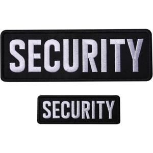 Security Embroidered Patches Hook and Loop, Durable Fabric Security Patch for Officer Guard Uniforms Vest, Jacket, Carrier, Hat, One Small and One Large Black