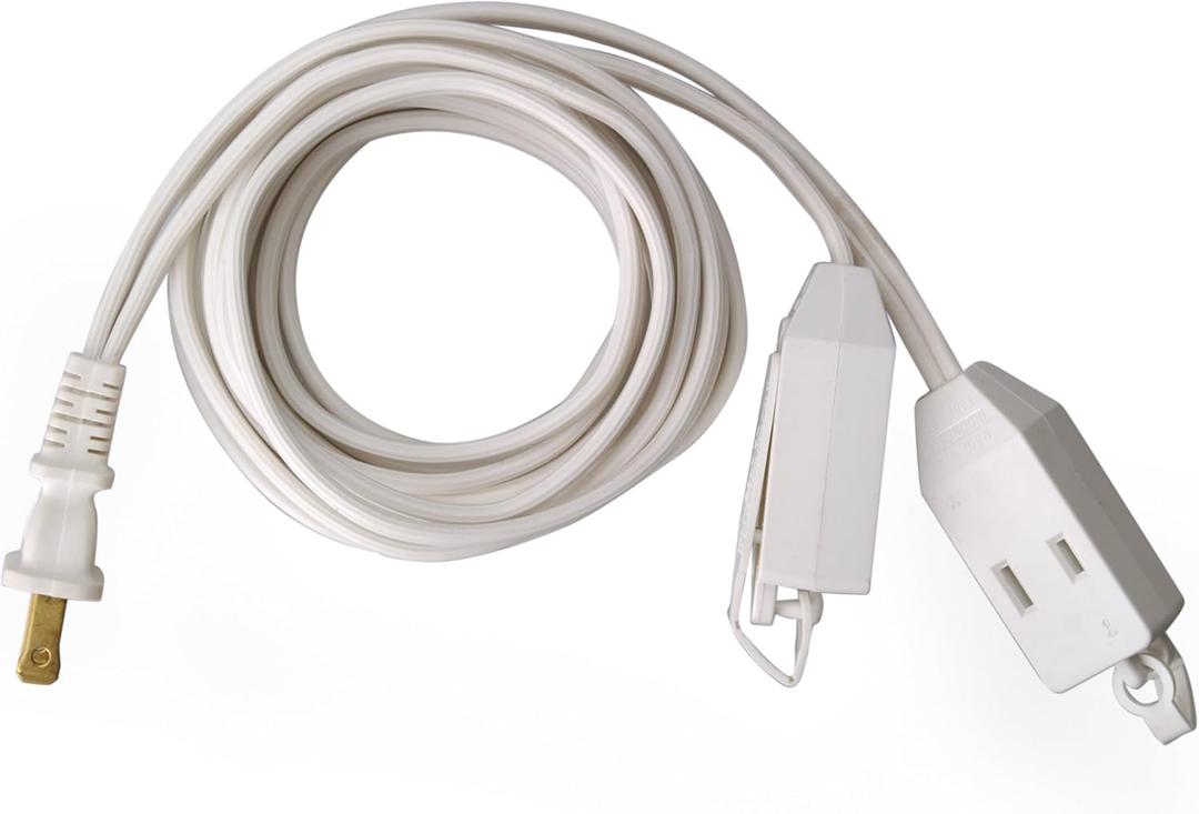 Coleman Cable 9418-01 16/2 12-Foot Double Cube Tap, White