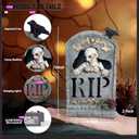 Halloween Decoration Indoor 7.6 Tombstone Statue with LED Lights Spooky Skull Head Gravestone Skeleton RIP Lighting Changes Halloween Village for Table Shelf Home Party Outdoor Decor Gifts (Gray)