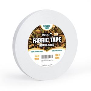 Fabric Tape M15 - Sticky Double-Sided Tape Strong Adhesive Cloth Leather Tape Press-on Tape, No Sewing or Ironing, Gluing, Alterations and Hemming - 1/4inch Wide 180FT Long