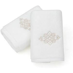 sense gnosis White Luxury Hand Towel Set of 2 Super Thick 100% Cotton Soft Highly Absorbent Embroidered Decorative Hand Towel for Bathroom Home Hotel Spa 13 x 29 Inch