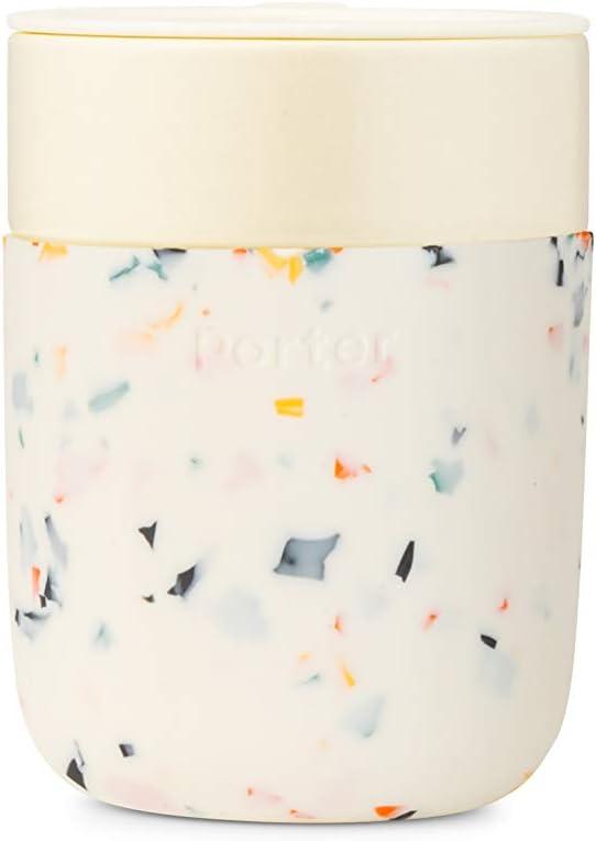 W&P Porter Ceramic Mug w/ Protective Silicone Sleeve, Terrazzo Cream 12 Ounces | On-the-Go | Reusable Cup for Coffee or Tea | Portable | Dishwasher Safe (11.6 Ounces)