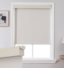 Joydeco No Drill Blackout Shades, Free-Stop Cordless Roller Shades, UV Protection, Thermal Insulated Blinds for Indoor Windows, Easy Install Window Blinds for Home and Office (Beige, 22" W X 75" H)